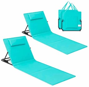 Conjunto de 2 espreguiçadeiras de praia com encosto ajustável Azul Celeste