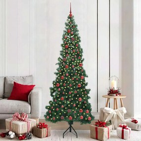 vidaXL Árvore de Natal artificial de canto Verde 210 cm PVC e Metal