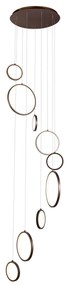 Candeeiro suspenso de design bronze escuro 9 luzes incluindo LED regulável em 3 níveis - Vide Anella Moderno