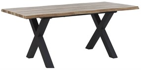 Mesa de jantar castanha extensível e de pés pretos 140/180 x 90 cm  BRONSON Beliani