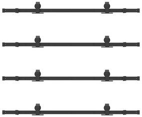 Kit de ferragens para porta deslizante 305 cm aço preto