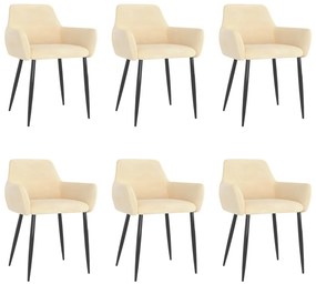 vidaXL Cadeiras de jantar 6 pcs veludo cor creme