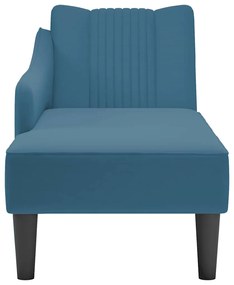 Chaise-longue com apoio de braço direito veludo azul