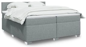 Cama com molas/colchão 200x200 cm tecido cinza-claro