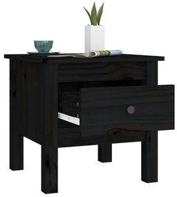 Mesas de apoio 2 pcs 40x40x39 cm madeira de pinho maciça preto