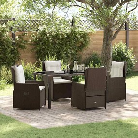 vidaXL Conjunto de Jantar de Jardim 5 Peças Marrom em Rattan Sintético