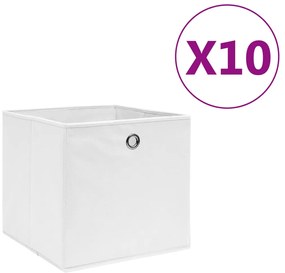 Caixas arrumação 10 pcs 28x28x28 cm tecido-não-tecido branco