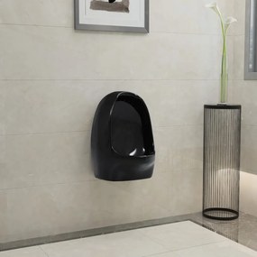 Urinol de parede com válvula de descarga cerâmica preto