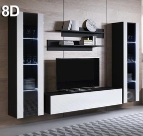 Conjunto de Móveis de Sala Rendufe – 2,6 m – Modular em Preto com Móve
