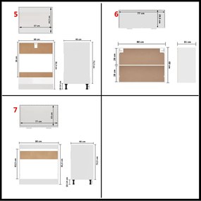 7 pcs conj. armários de cozinha contraplacado branco brilhante