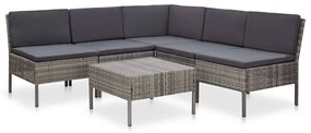 vidaXL 6 pcs conjunto lounge de jardim c/ almofadões vime PE cinzento