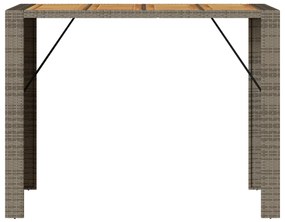 Mesa de bar para jardim com tampo em acácia vime PE cinza