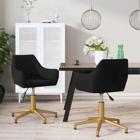 vidaXL Cadeiras de jantar giratórias 2 pcs veludo preto
