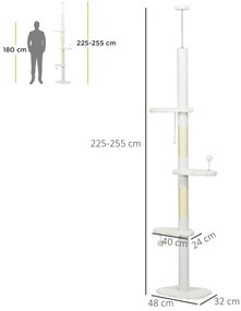 PawHut Arranhador para Gatos de 255 cm Torre para Gatos do Chão ao Tet