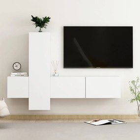 Conjunto de 3 Móveis de Parede de TV Faial L - Branco - Design Moderno