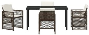 Conjunto de Jantar de Jardim vidaXL de 5 Peças com Almofadas Vime Sint