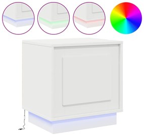 Mesa de cabeceira com luzes LED Branca 44x34,5x45 cm