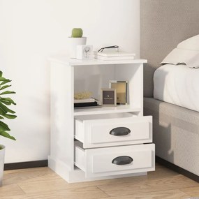 Mesa de cabeceira 43x36x60 cm branco brilhante