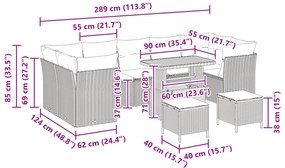 Conjunto de Sofá de Jardim vidaXL com Almofadas Bege, Vime Sintético e
