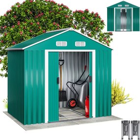 Abrigo de jardim em metal 196x132x188cm verde