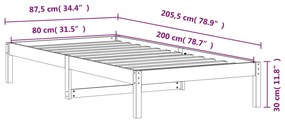 Sofá-cama sem colchão 80x200 cm madeira de pinho castanho cera