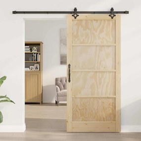 Porta Deslizante vidaXL com Conjunto de Ferragens 93x202 cm Madeira Só