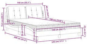 Cama com colchão 140x190 cm couro artificial castanho