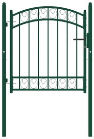 vidaXL Portão para cerca com topo arqueado 100x100 cm aço verde