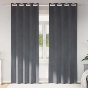 Cortinas Blackout vidaXL com Ilhós 2 pcs Veludo Cinza Claro Super