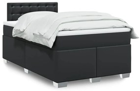 Cama boxspring com colchão 120x190 cm couro artificial preto