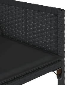 15 pcs conjunto de jantar p/jardim com almofadões vime PE preto