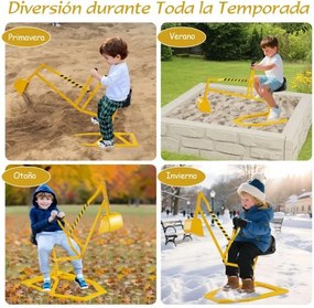 Escavadora infantil de brincar com pá giratória e guiador, para terra, neve e praia 122 x 40 x 64 cm amarelo
