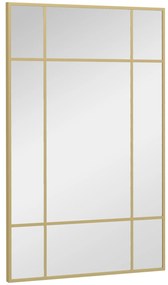 Espelho de Parede Retangular 90x60 cm com Moldura de Metal Espelho Decorativo para Sala Quarto Entrada Dourado