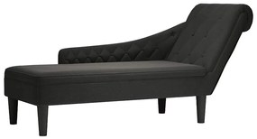 Chaise lounge c/ almofada/apoio de braços direito tecido preto