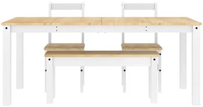 4 pcs conjunto de jantar Panama madeira pinho maciça branco