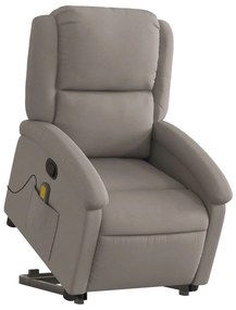 Poltrona elevatória de massagens tecido cinzento-acastanhado