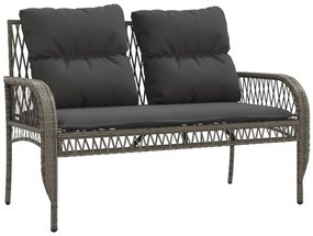 4 pcs conjunto sofás de jardim c/ almofadões vime PE cinzento