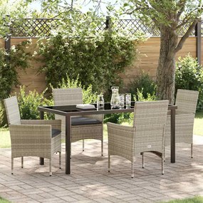 vidaXL Conjunto de Jantar de Jardim 5 Peças com Almofadas Azuis
