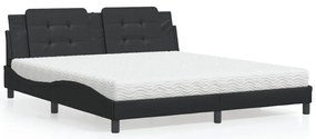 Cama com colchão 180x200 cm couro artificial preto