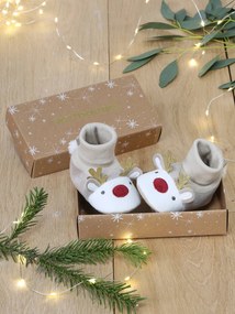 Sapatinhos Renas de Natal bege