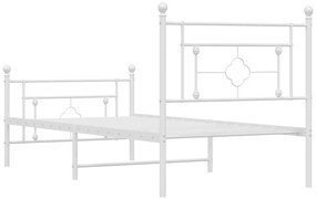 Estrutura de cama com cabeceira e pés 100x190 cm metal branco