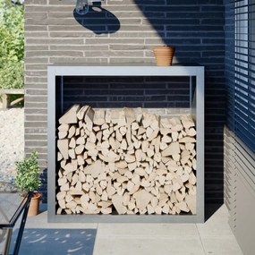 vidaXL Suporte para lenha 100x40x100 cm aço galvanizado