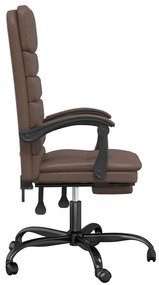 Cadeira escritório massagens reclinável couro artif. castanho