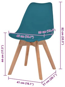 Cadeiras de jantar 2 pcs plástico turquesa