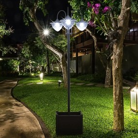Candeeiro Solar de Jardim com Floreira – 60x55x189 cm – Preto – Luzes