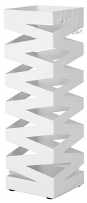 Suporte para guarda-chuvas de metal SONGMICS, suporte quadrado para guarda-chuvas, com 4 ganchos e bandeja coletora removível, 15,5 x 15,5 x 49 cm, branco LUC16W