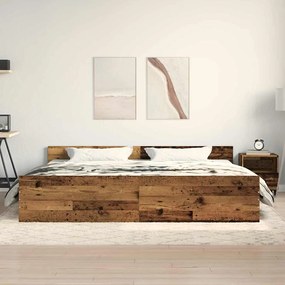 Cama vidaXL Madeira Velha 200x200 cm Painel de Madeira