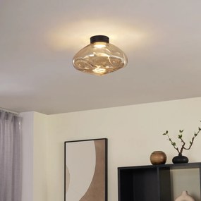 Plafon de design preto com vidro âmbar - Gemma
