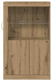 Sideboard vidaXL com luzes LED Carvalho Artesanal 60,5x37x100 cm