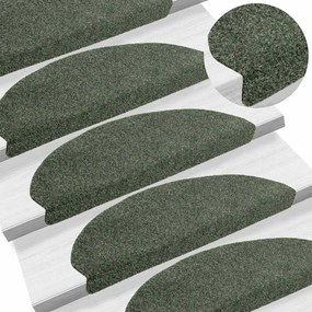 vidaXL Tapetes de escada autoadesivos 30 pcs 65x21x4 cm verde